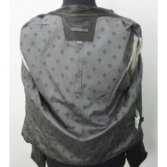 John Varvatos Lambskin Leather Brown Zip Front Jacket Sz 40 Brand Brand NEW